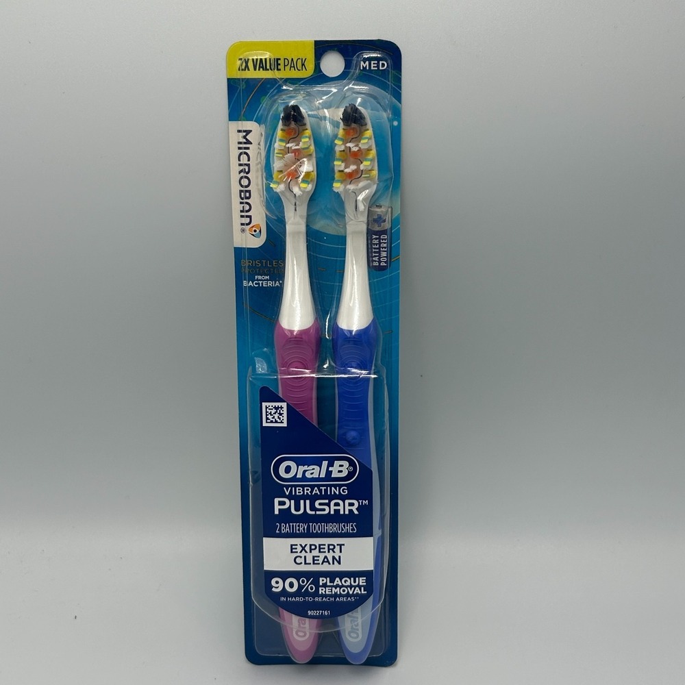 Oral-B Pulsar Vibrating Electric Toothbrush Expert Clean 2-Pk Medium Battery